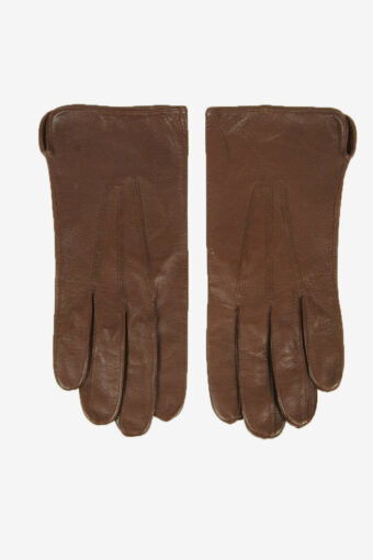 Leather Gloves Vintage Lined Warm Winter Elegance Retro 80s Brown Size L
