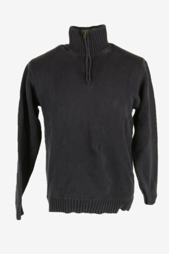 Nautica Quarter Zip Jumper Vintage Pullover Collared 90s Black Size M