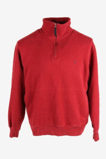 Nautica Vintage Sweatshirt Half Zip Collared Retro 90s Red Size M