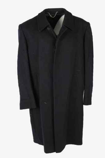 Overcoat Vintage Wool Coat Jacket Classic Warm Lined 90s Navy Size XXL