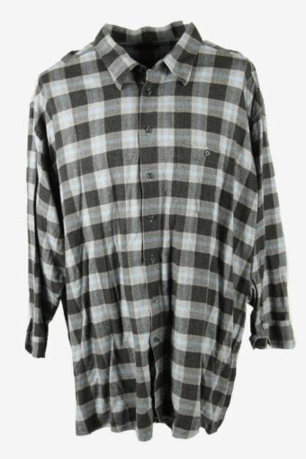 Oversized Flannel Shirt Check Vintage Long Sleeve 90s Navy Size 5XL