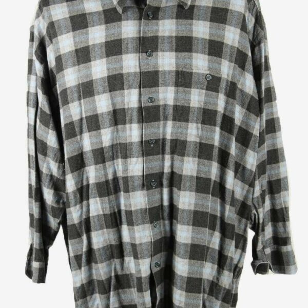 Oversized Flannel Shirt Check Vintage Long Sleeve 90s Navy Size 5XL