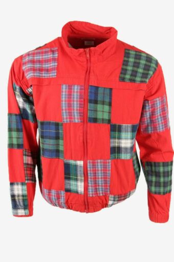 Patchit Check Track Top Jacket Vintage Full Zip Pockets 90s Red M