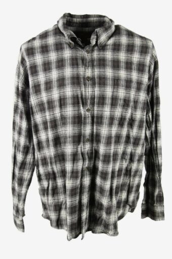 St Johns Bay Flannel Shirt Check Vintage Long Sleeve 90s Grey Size XXL