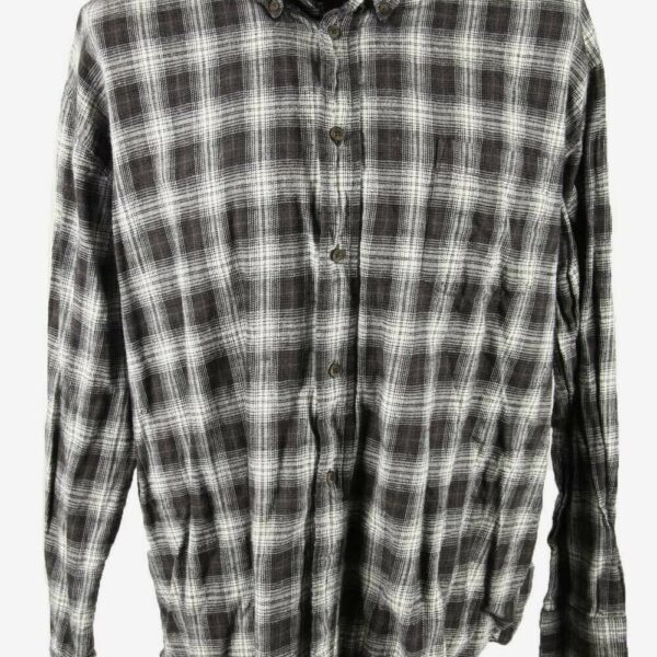 St Johns Bay Flannel Shirt Check Vintage Long Sleeve 90s Grey Size XXL