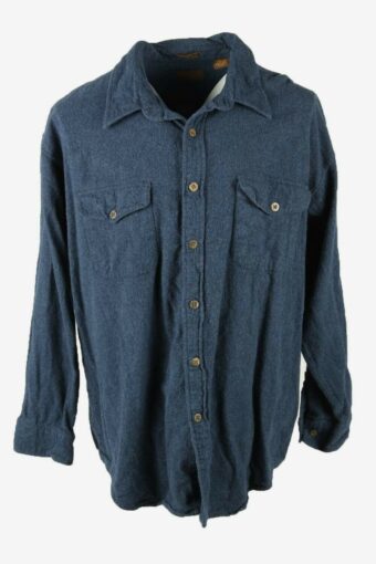 St Johns Bay Flannel Shirt Plain Vintage Long Sleeve 90s Navy Size XXL