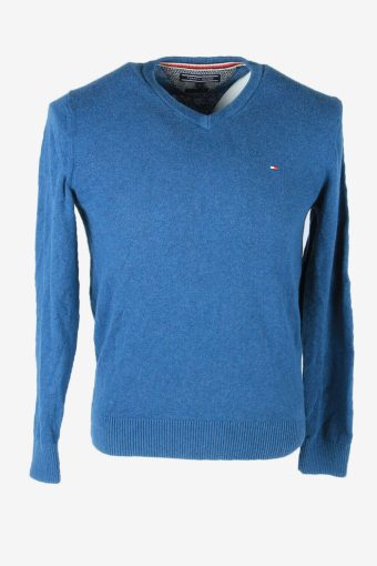 Tommy Hilfiger Diamond Sweater Vintage V Neck Golf Casual Blue Size S