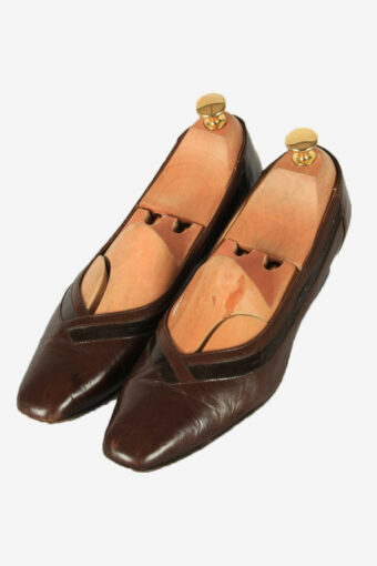 Vintage Donna Marry Jane Shoes Leather Design Retro Brown Size UK 6