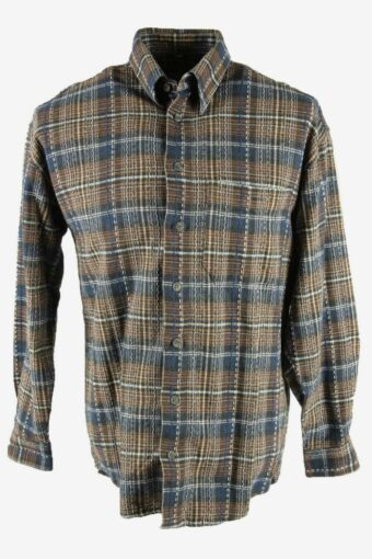 Vintage Flannel Shirt Check Long Sleeve 90s Retro Multicoloured Size M