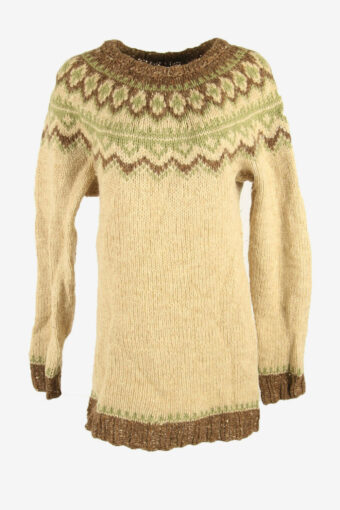 Vintage Geometric Crew Neck Jumper Sweater Knitwear Warm Multi Size XL