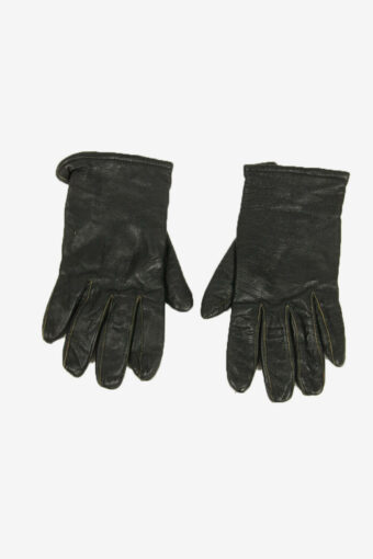 Vintage Leather Gloves Lined Soft Smart Winter Retro 90s Black Size M