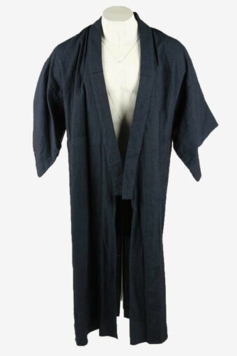Vintage Mens Authentic Japanese Kimono Plain Robe Full Length 70s Navy