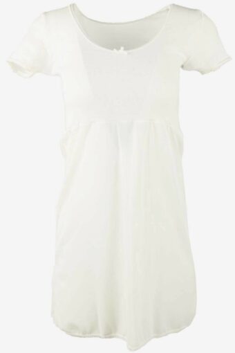 Vintage Short Sleeve Slip Dress Mesh Lace Nightdress Retro 90s White S