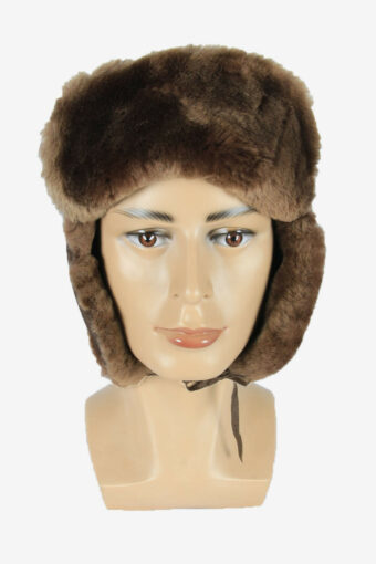 Vintage Suede Russian Style Fur Hat Earflaps Winter Brown Size 56 cm – HAT2308