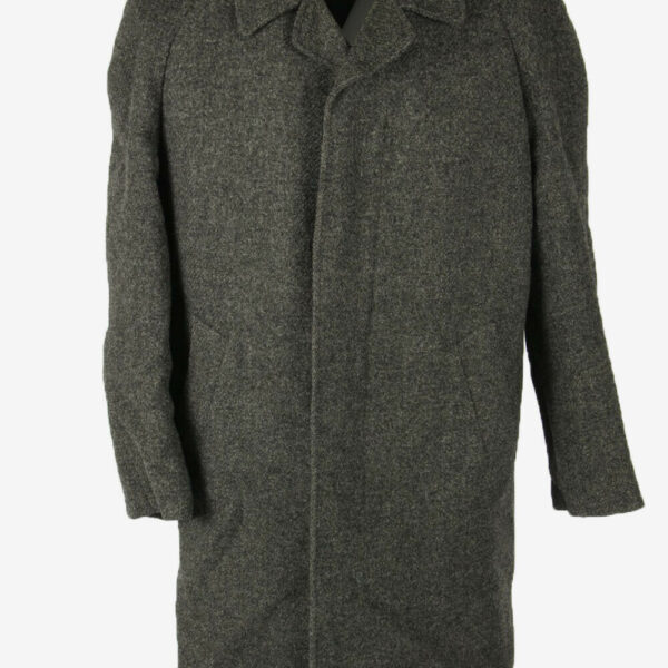 Wool Vintage Coat Jacket Casual Winter Warm Blend Lined Grey Size L