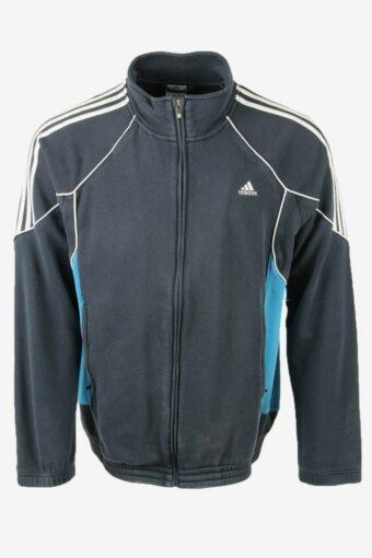 Adidas Tracksuit Top Vintage 3 Striped Full Zip Retro 90s Navy Size XL