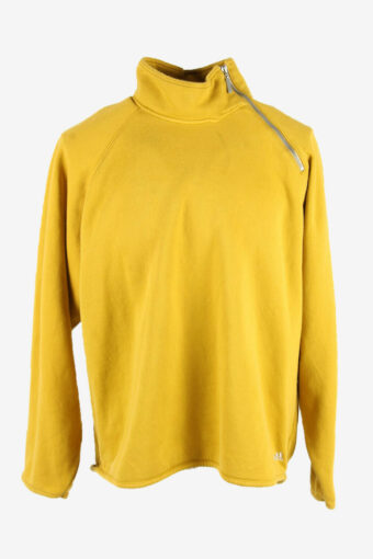 Adidas Vintage Sweatshirt Zip High Neck Retro Mustard Size XXL