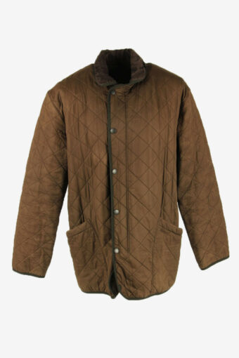 Barbour Vintage Men Quilted Jacket Classic Lined Pockets Brown Size XL