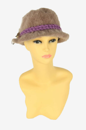 Beret Vintage Hat Womens Fedora Country 80s Lilac Size 58 cm