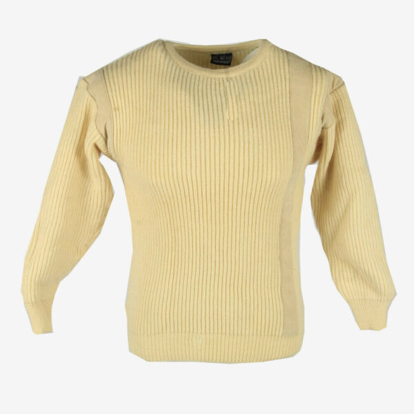 Cable Knit Wool Jumper Vintage Crew Neck Pullover 90s Cream Size XS
