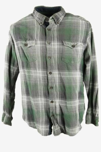 Canda Flannel Shirt Check Vintage Long Sleeve 90s Retro Green Size L