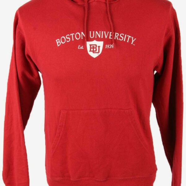 Champion Boston University Hoodie Vintage Pullover Retro 90s Red Size S