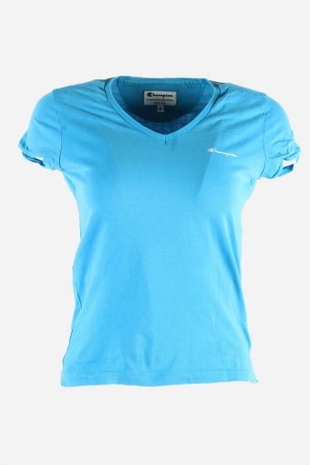 Champion T-Shirt Tee Women Short Sleeve Sports 90s Retro Blue Size S