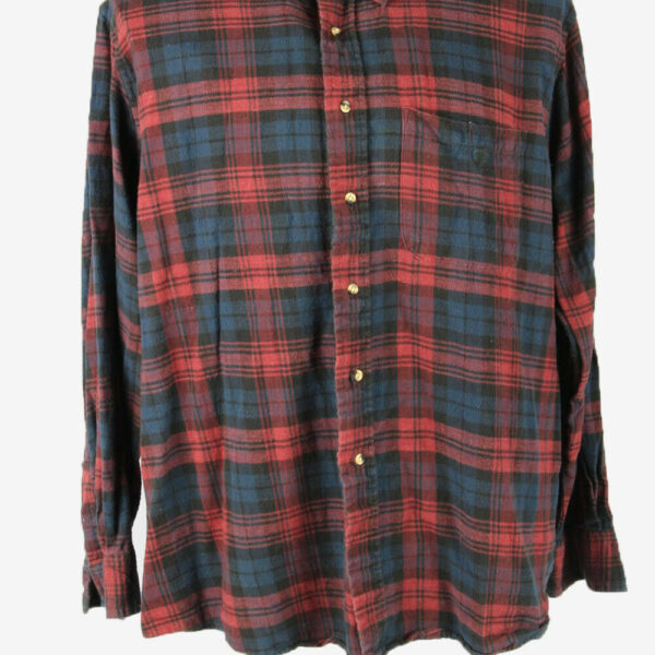 Flannel Shirt Vintage Check Long Sleeve Button 90s Cotton Multi Size XXL