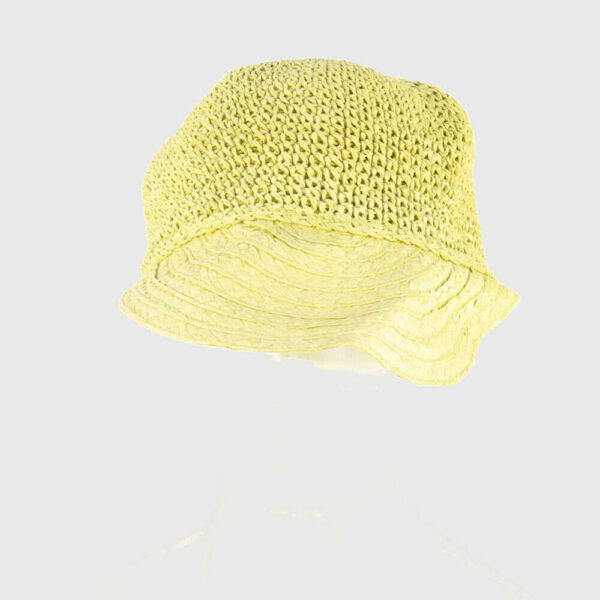 Foldable Women Straw Hat Sun Bowknot Travel Beach 80s Green Size 60 cm