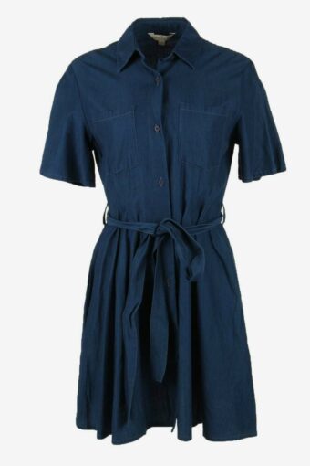 French Connection Midi Dress Button Down Summer Smart Navy Size 10 – DR299
