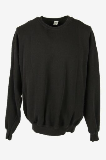Fruit Of The Loom Sweatshirt Vintage Crew Neck Plain 90s Black Size XXL