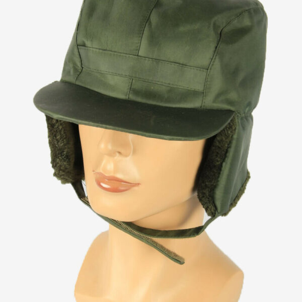 Fur Cap Hat Vintage Earflaps Ski Cossack Winter 90s Green Size 56 cm