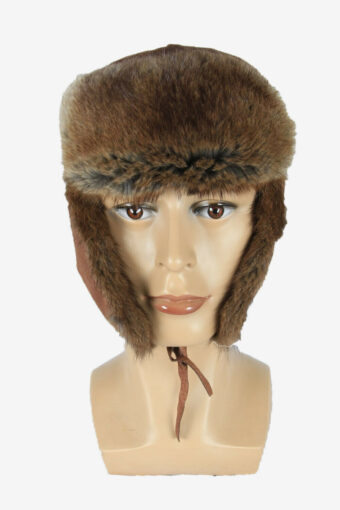 Fur Ushanka Hat Vintage Earflaps Ski Cossack 90s Brown Size 55 cm