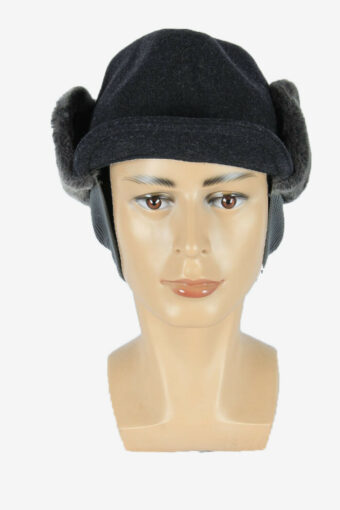 Fur Wool Cap Hat Cossacks Vintage Winter Warm 80s Grey Size 59 cm