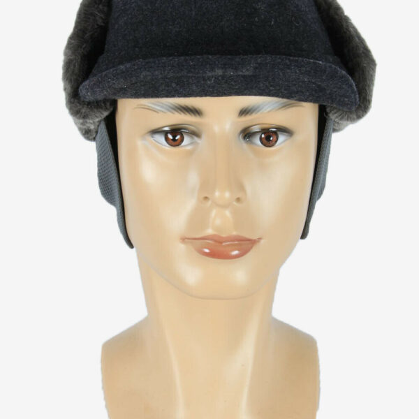 Fur Wool Cap Hat Vintage Earflaps Ski Cossack 90s Grey Size 56 cm