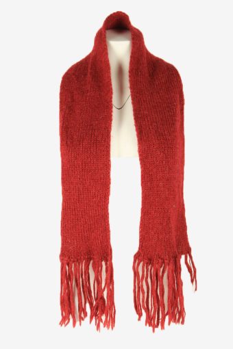 Handmade Winter Scarf Vintage Knitted Neck Warmer Soft 70s Retro Red