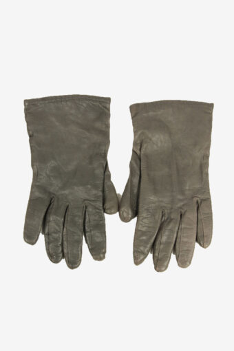 Ladies Vintage Leather Gloves Genuine Lined Warm Winter Retro Grey Size L