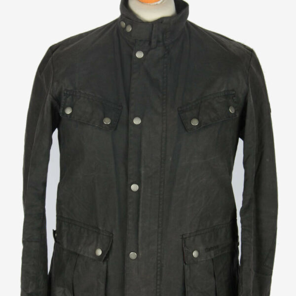 Mens Barbour Wax Coat Jacket Vintage Classic Retro 90's Dark Grey Size M