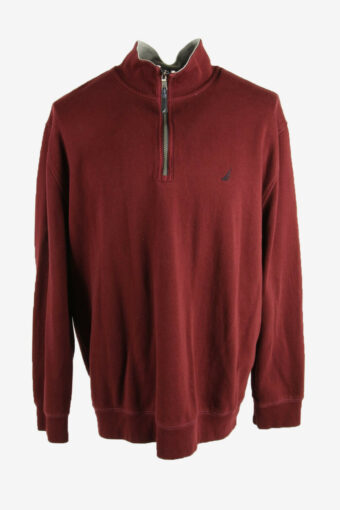 Nautica Vintage Sweatshirt Half Zip Long Sleeve 90s Burgundy Size XXL