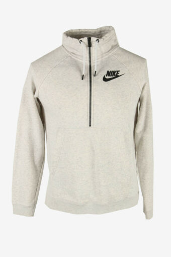 Nike Vintage Sweatshirt Half Zip High Neck Sports Retro White Off Size M