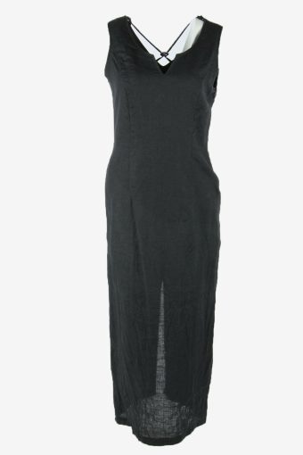Plain Maxi Dress Vintage V Neck Party Gorgeous 90s Black Size M