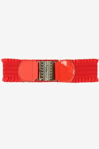 Rhinestone Elasticated Wide Belt Faux Leather Waistband 80s Red