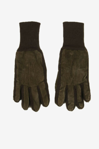 Suede Gloves Vintage Lined Soft Smart Winter Retro 90s Brown Size L