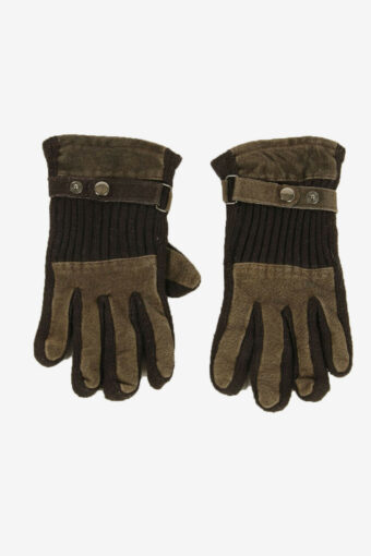 Suede Gloves Vintage Lined Warm Winter Casual Retro Brown Size S