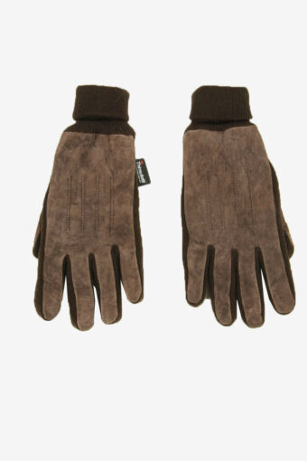 Suede Gloves Vintage Lined Warm Winter Design Retro 80s Brown Size XL