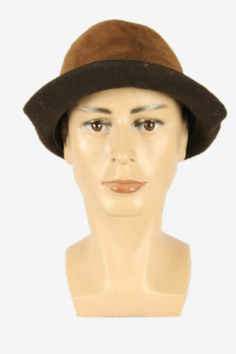 Suede Trilby Hat Vintage Classic Country Style Retro Brown Size 62 cm