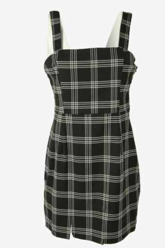Tartan Check Pinafore Mini Dress H&M Square Neck Black Size 12