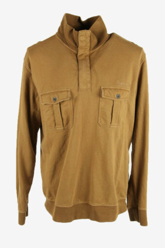 Timberland Vintage Sweatshirt Half Zip Collared Retro 80s Brown Size L