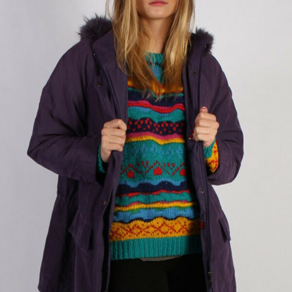 Vintage Ladies Womens Coat 70s 90s Designer Winter Essentials XXL Purple