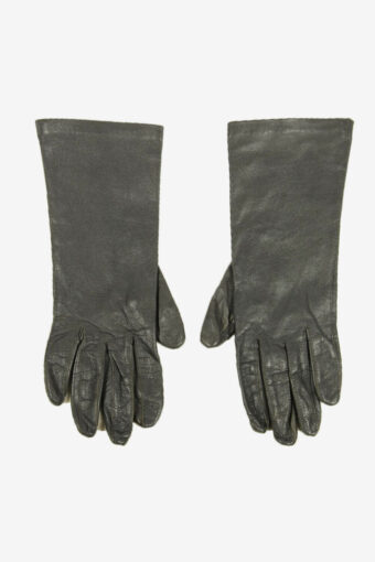 Vintage Leather Gloves Genuine Lined Warm Winter Retro 90s Grey Size XS